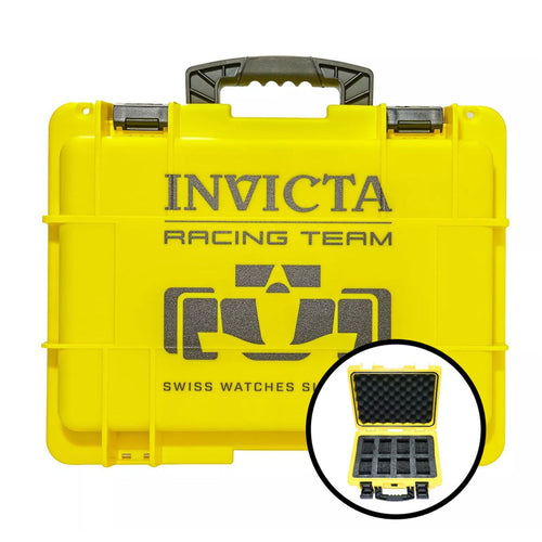 CAJA DE IMPACTO INVICTA RACING TEAM PARA 8 RELOJES - AMARILLA