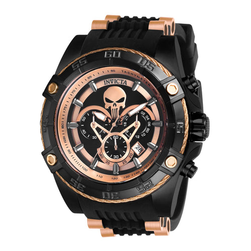 RELOJ PUNISHER PARA HOMBRE INVICTA MARVEL 26861 - NEGRO, ORO ROSA