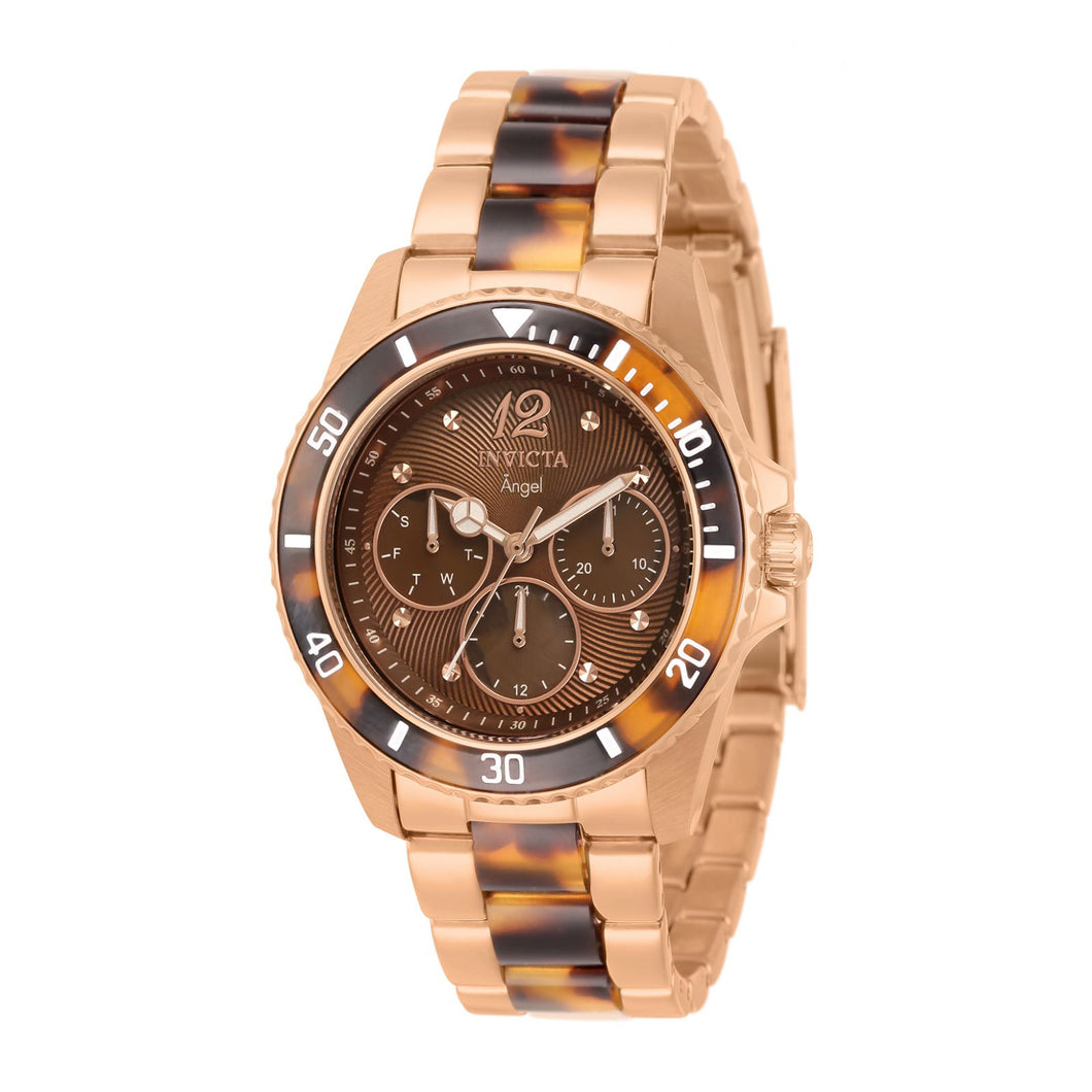 RELOJ DEPORTIVO PARA MUJER INVICTA ANGEL 32536 - MARRÓN, BLANCO, ROSA ORO