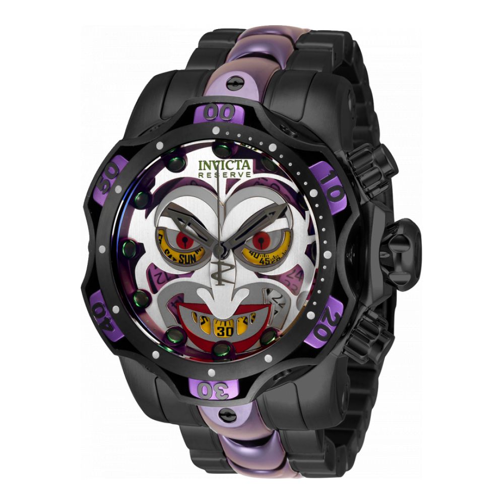 RELOJ BUFÓN PARA HOMBRE INVICTA DC COMICS 33811 - ROJO, VERDE, PÚRPURA, ANTIGUO PLATA