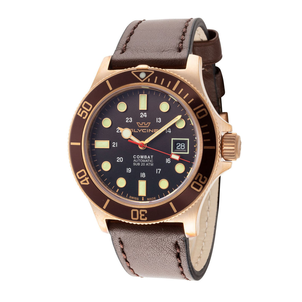 RELOJ CLÁSICO PARA HOMBRE GLYCINE COMBAT GL0375 - MARRÓN