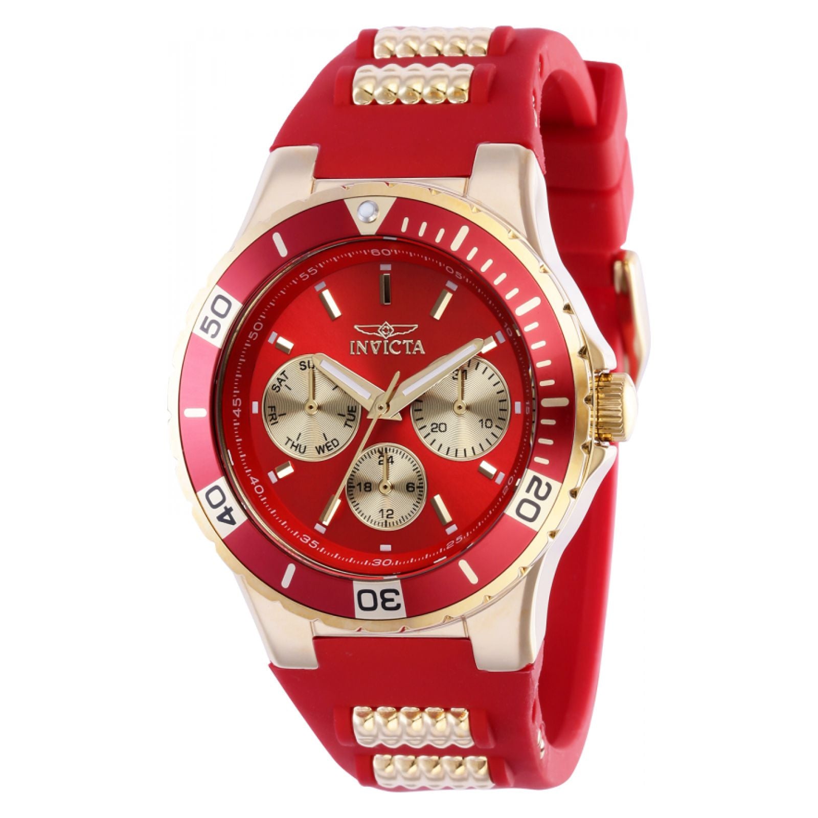 RELOJ DEPORTIVO PARA MUJER INVICTA AVIATOR 37320 ROJO, DORADO