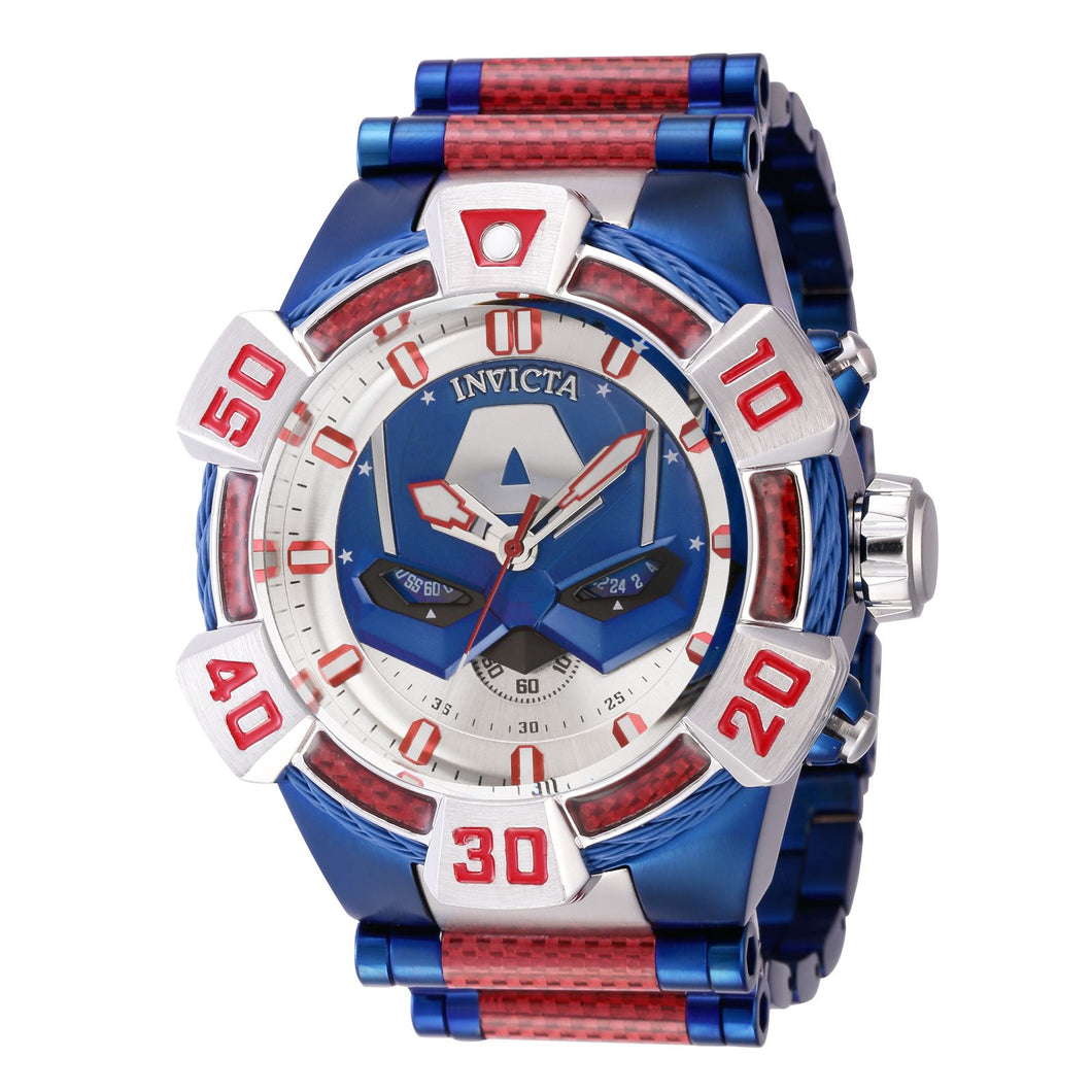 RELOJ CAPITÁN AMÉRICA PARA HOMBRE INVICTA MARVEL 38381 - AZUL, PLATA, ROJO, NEGRO