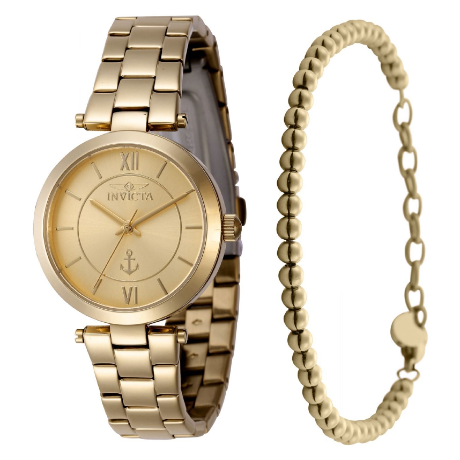 SET RELOJ + PULSERA  PARA MUJER INVICTA OCEAN VOYAGE 47262 - ORO