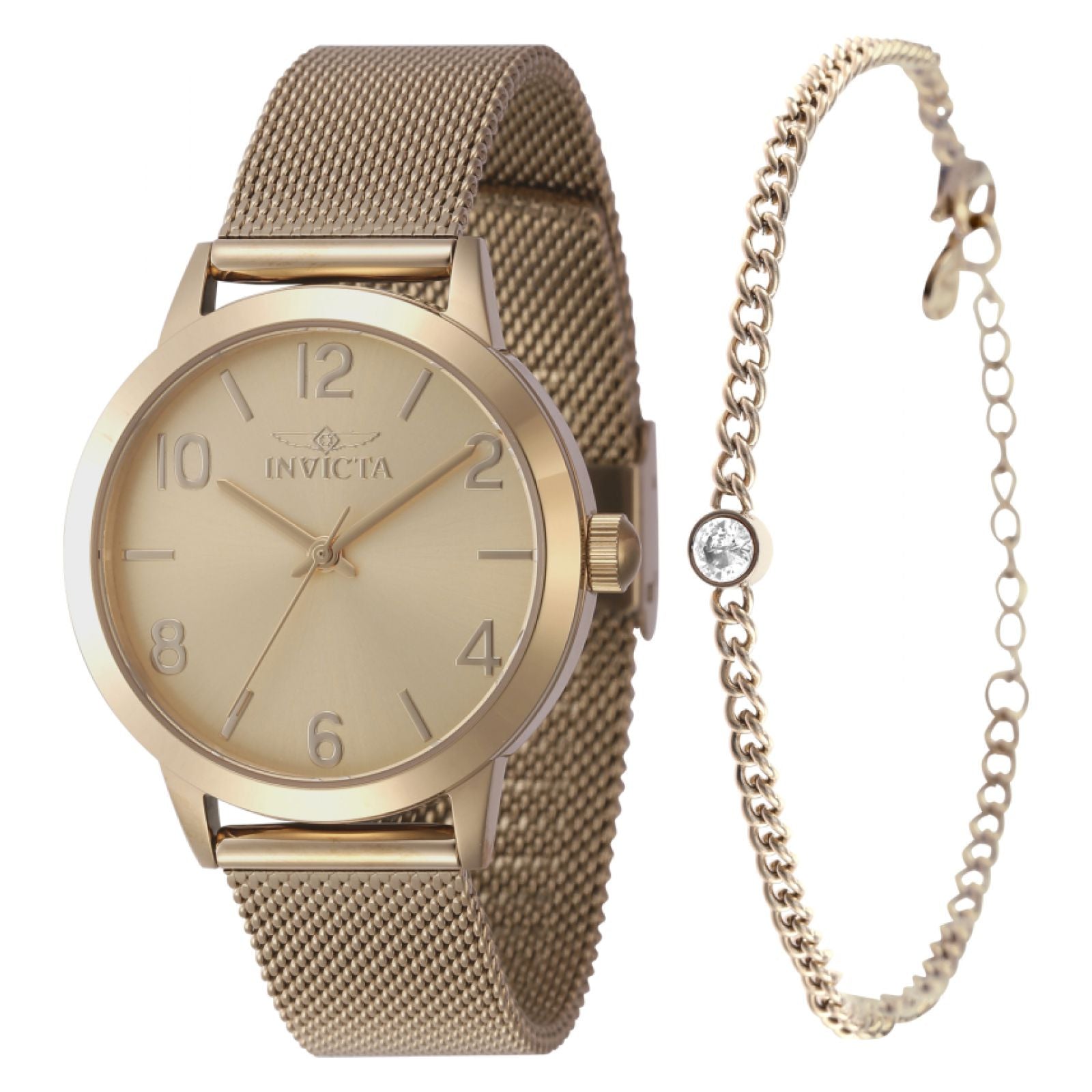 SET RELOJ + PULSERA PARA MUJER INVICTA WILDFLOWER 47275 - ORO