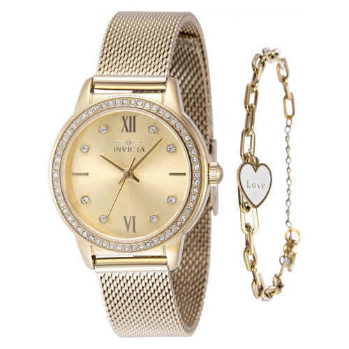 SET RELOJ + PULSERA  PARA MUJER INVICTA ANGEL 48253 - ORO