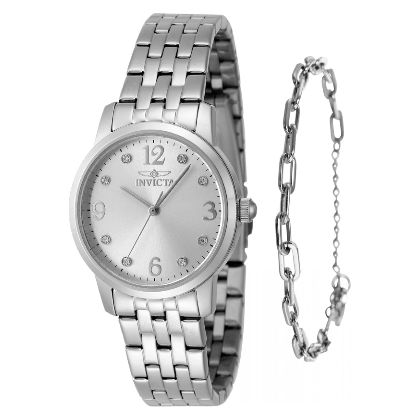 SET RELOJ + PULSERA PARA MUJER INVICTA ANGEL 48255 - ACERO
