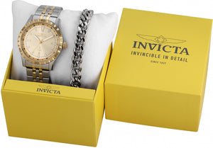 SET RELOJ + PULSERA PARA HOMBRE INVICTA OCEAN VOYAGE 48274 - ORO, ACERO